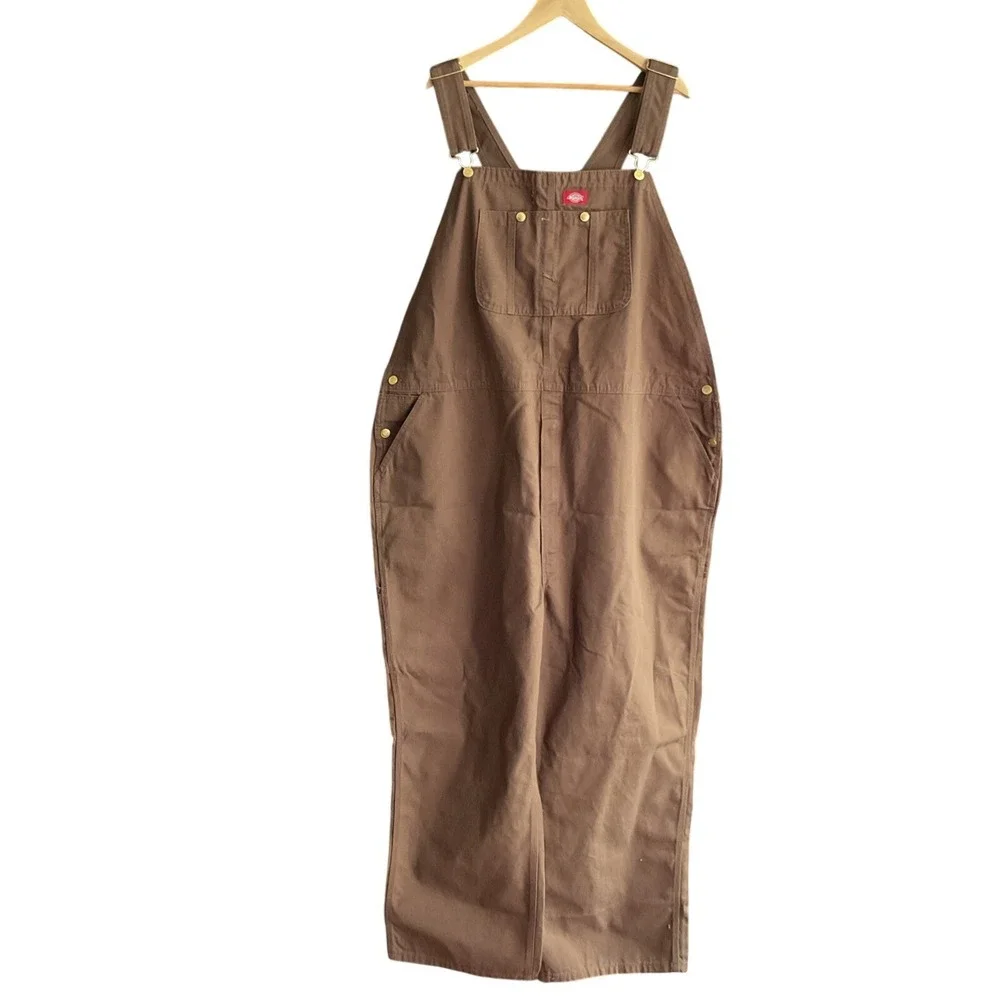 Dickies Mens Brown Duck Canvas Bib Overalls Workwear 48x30